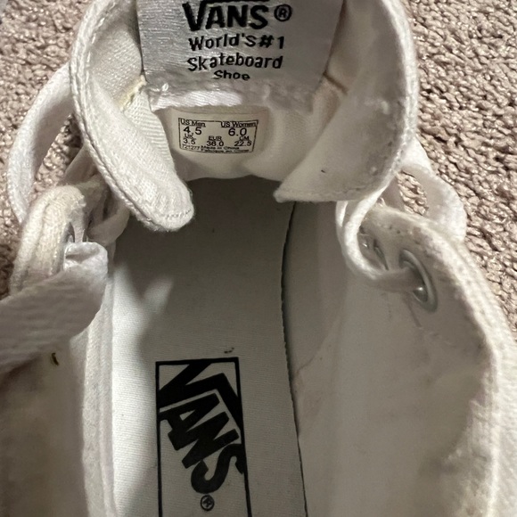 White,  high top Vans size 6. Never worn. - Picture 5 of 5